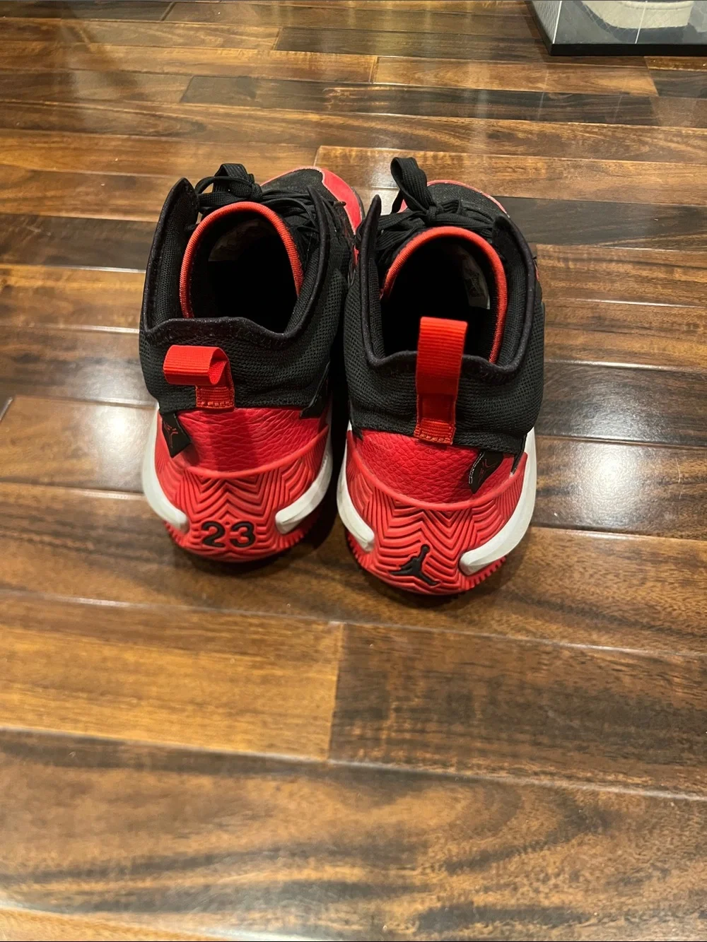 Jordan Men's Black and Red High-Top Sneakers